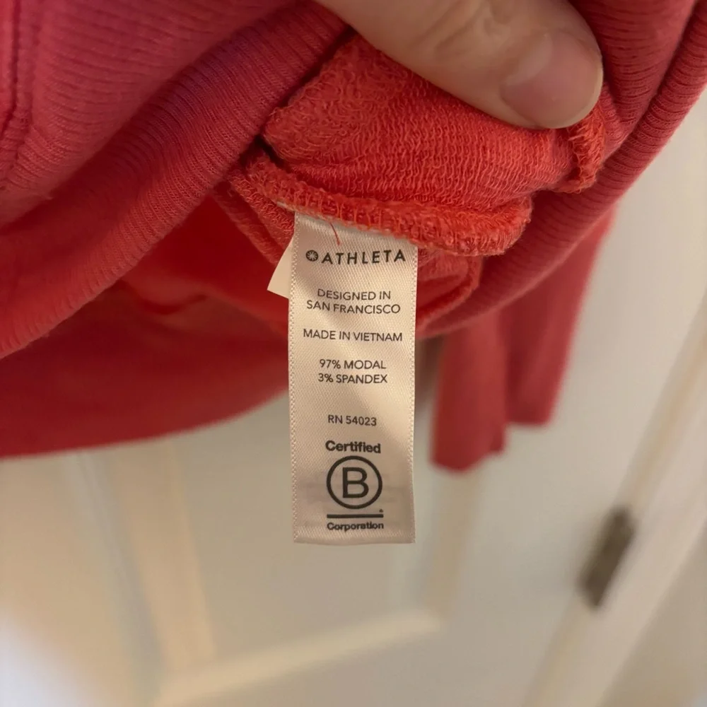 Athleta Mindset Sweatshirt Coral Pink Athletic Top Workout Athleisure Yoga S - Picture 6 of 8